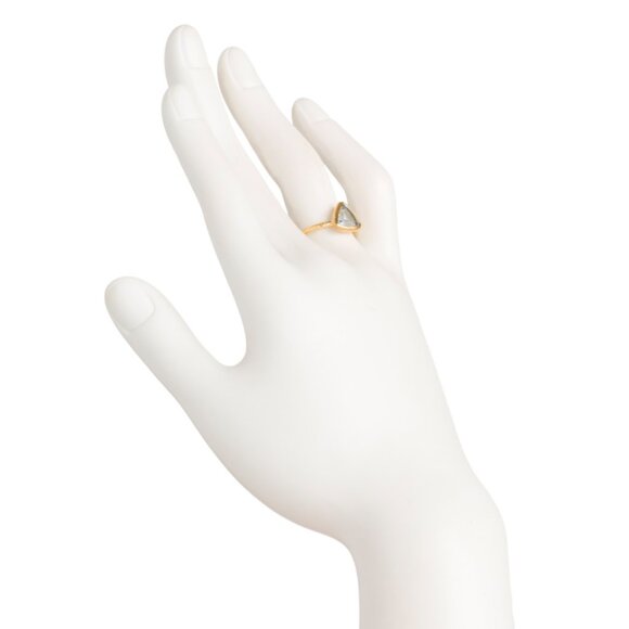 SHAANTI JEWELS  India 18k Gold Plated Sterling Silver Trillion Birthstone Ring - Picture 2 of 2